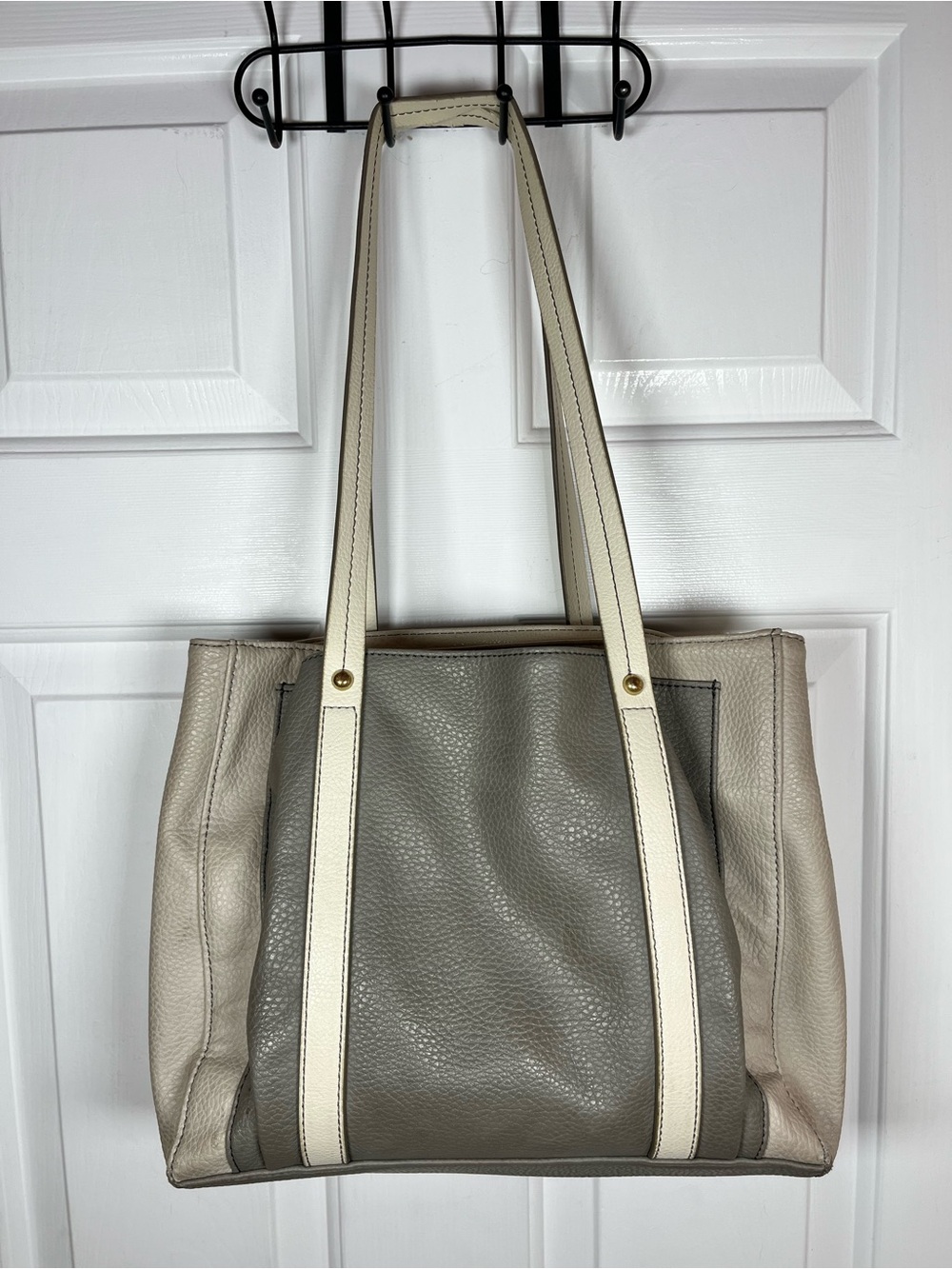 Relic Two-Tone Gray and Cream Leather Tote